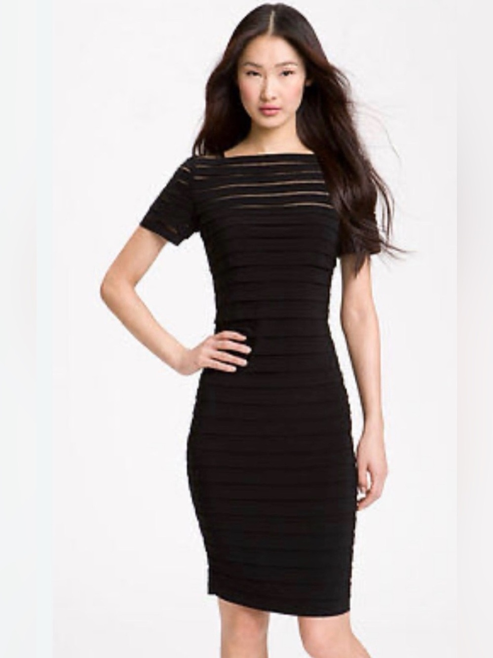 Adrianna Papell Illusion Sheath Cocktail Dress 10